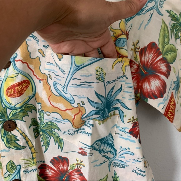Die Trying Baja Mex Tropical design short sleeve Men’s button down size Large - Picture 5 of 9